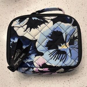 Vera Bradley Blue and Black Floral Quilted Pouch